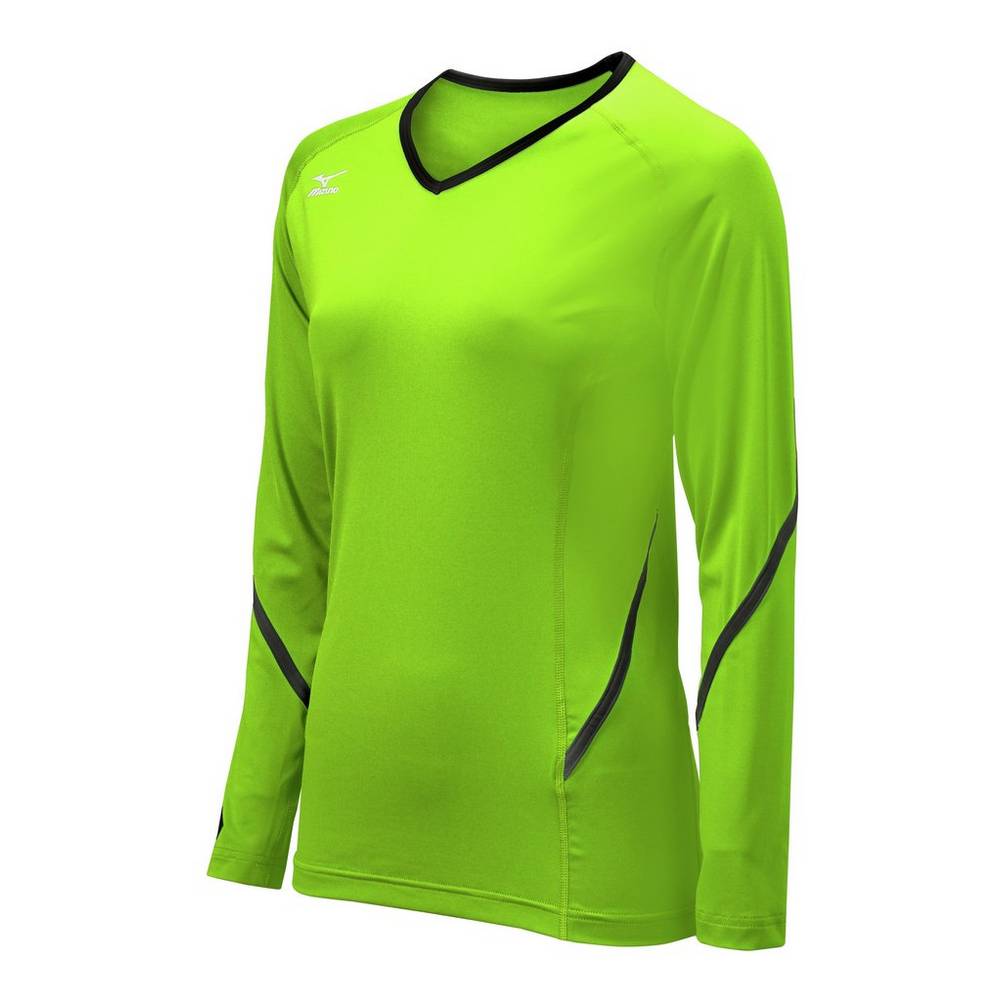 Maglia Mizuno Pallavolo Techno Generation Long Sleeve Donna - Verdi/Nere - 82137-AWPQ